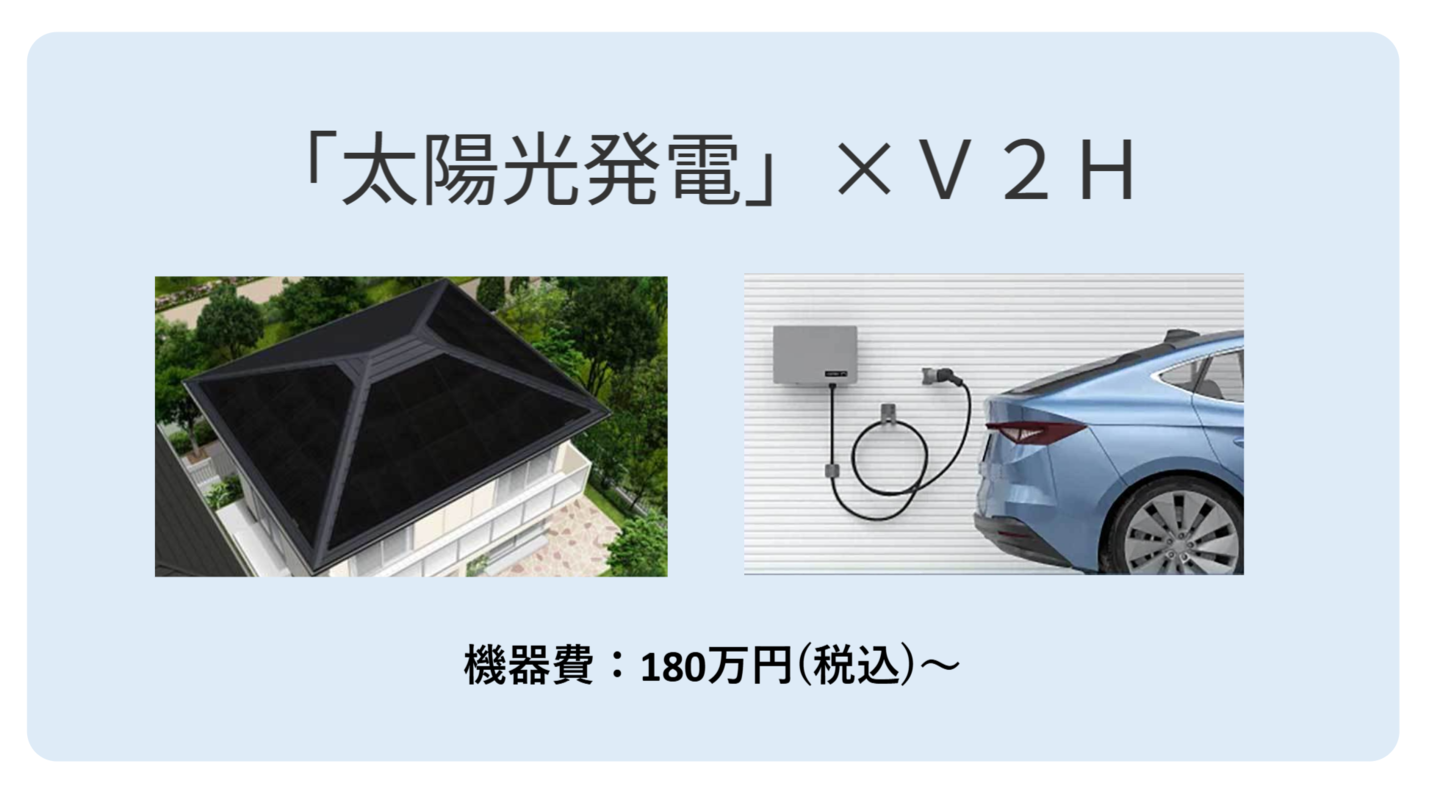 太陽光発電×V2H。機器費180万円から。